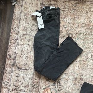 Black Zara Slim Flare Slitted high rise jeans NWT